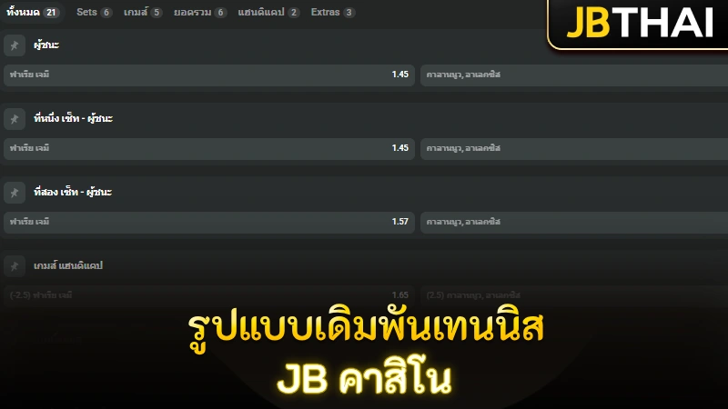 ภาพรวมรูปแบบการเดิมพันเทนนิสที่ JB คาสิโน มีอะไรให้เล่นบ้าง