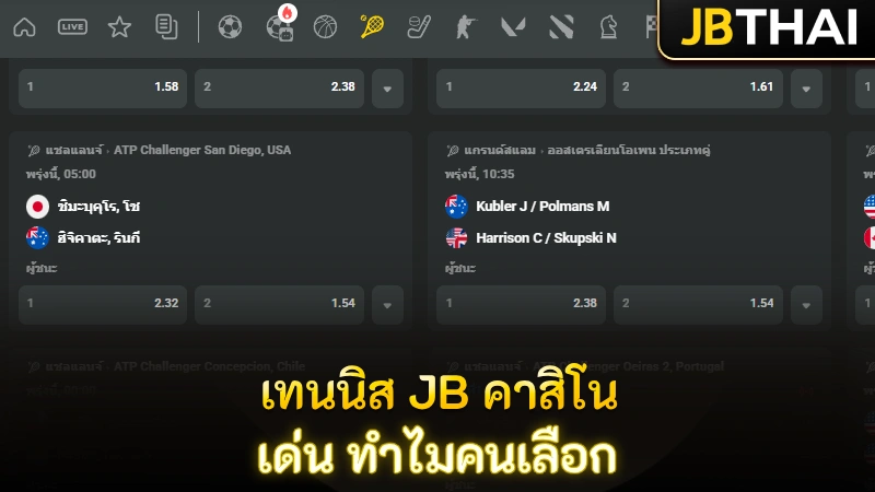 เทนนิสที่ JB คาสิโน เด่นยังไง ทำไมสายเดิมพันถึงเลือกที่นี่