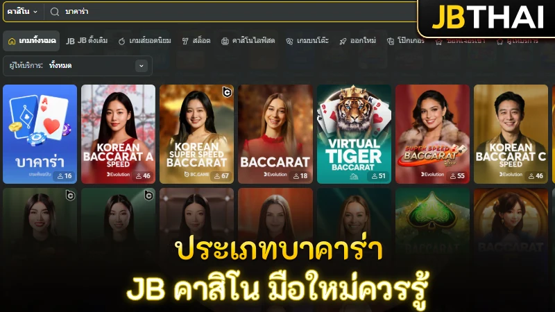 ประเภทบาคาร่าใน JB คาสิโน ที่สายเดิมพันมือใหม่ไม่ควรพลาดในการเข้าเล่น