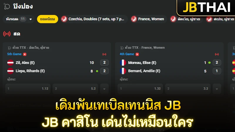 อะไรที่ทำให้การเดิมพันเทเบิลเทนนิสที่ JB คาสิโน โดดเด่นไม่เหมือนใคร
